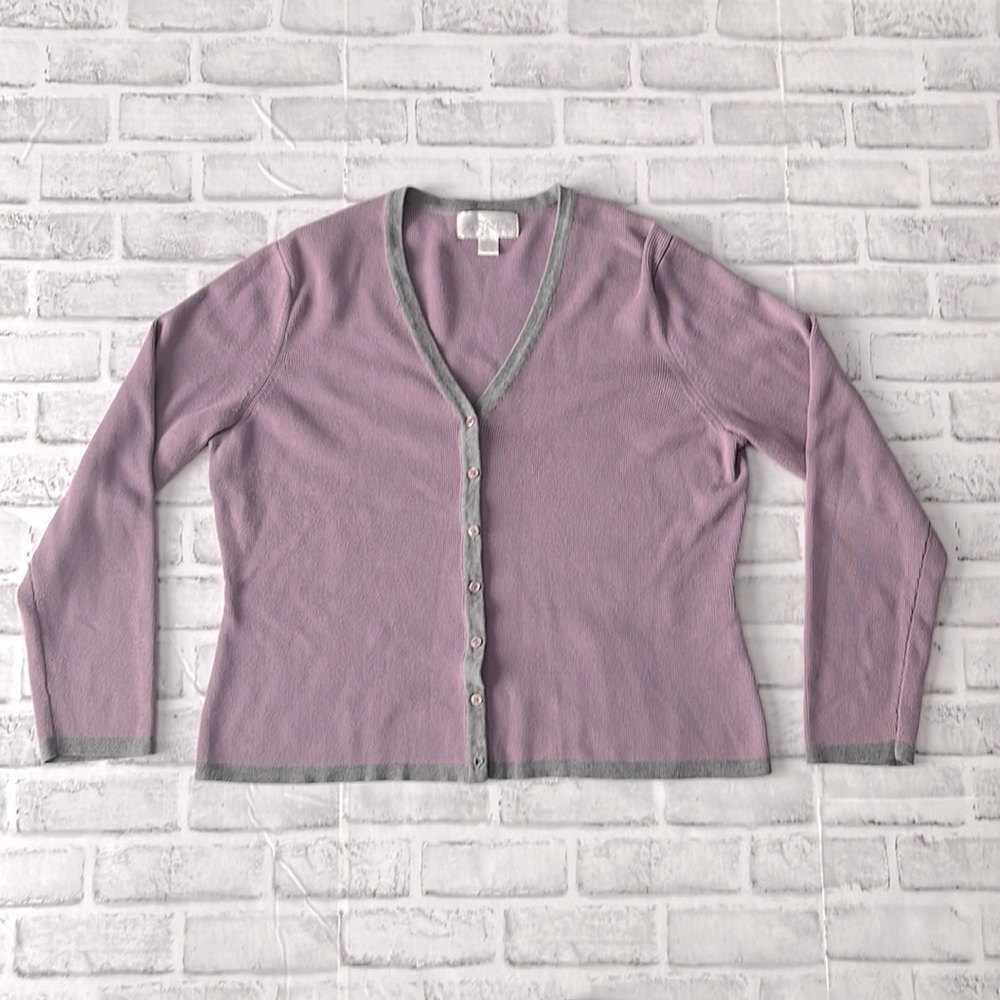 Casual Corner Annex Open Front Cardigan Sweater Button down - Size XL - purple